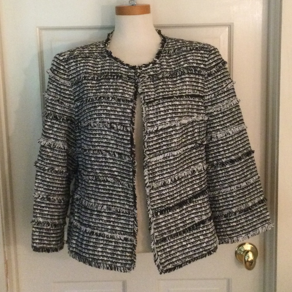 Doncaster Midnight/White Tweed Raw-Edge Jacket